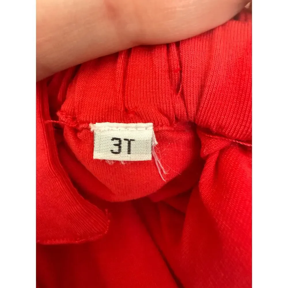 Girls Red Christmas Dog Face Dress Holiday Party Outfit Size 3T
